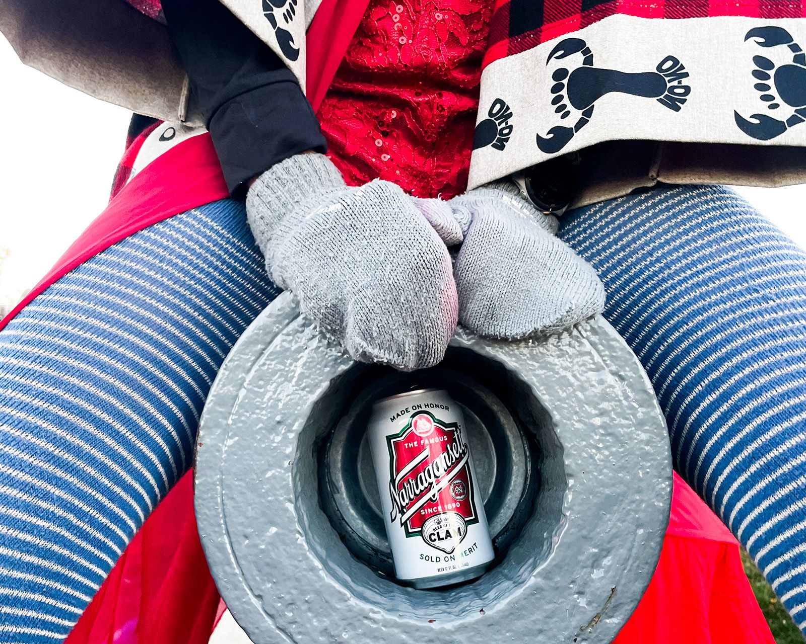 A beer can loaded into a homemade beer cannon